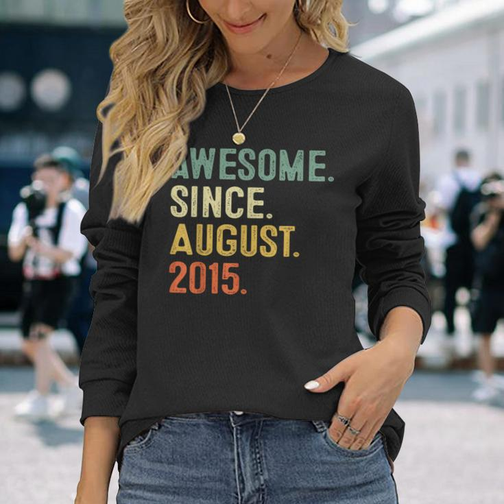 8 Year Old 8Th Birthday Boys Awesome Since August 2015 Long Sleeve T-Shirt T-Shirt Gifts for Her