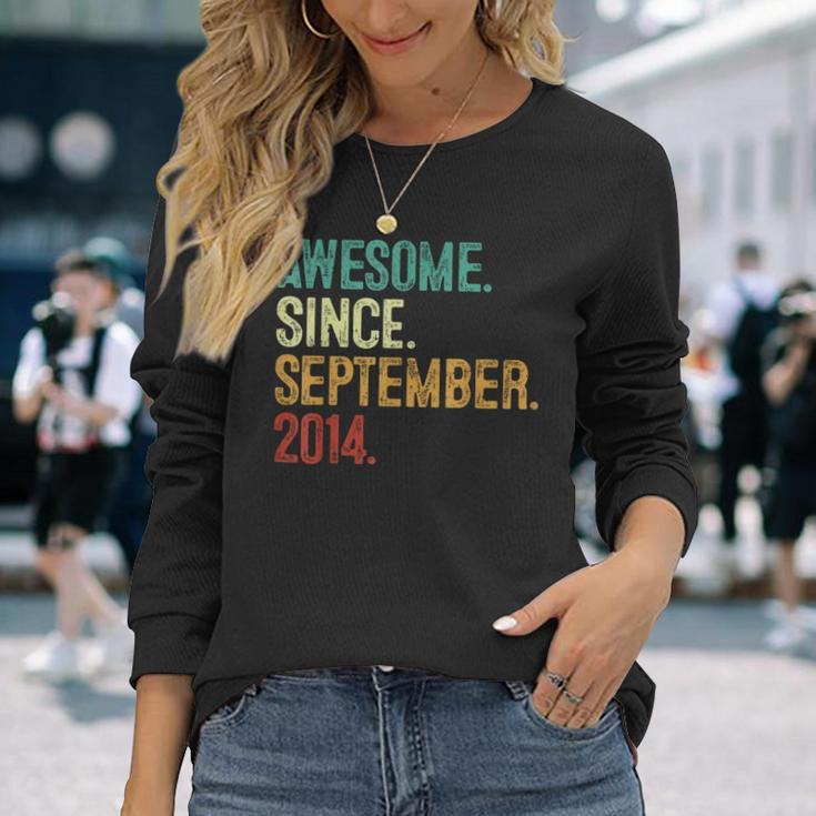 9 Year Old Awesome Since September 2014 9Th Birthday Long Sleeve Gifts for Her
