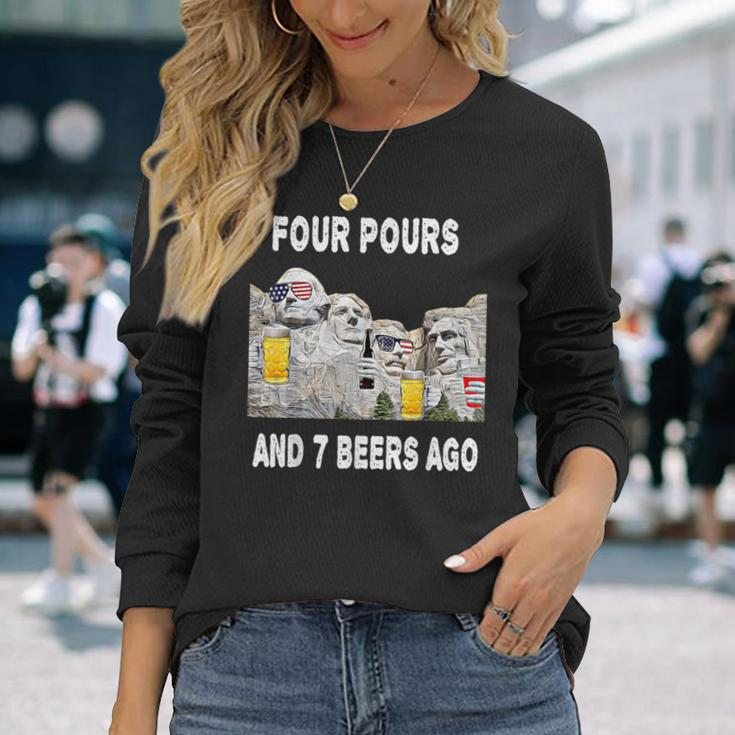Abraham Abe Drinkin 4Th Of July Usa Ben Drankin Long Sleeve T-Shirt Gifts for Her