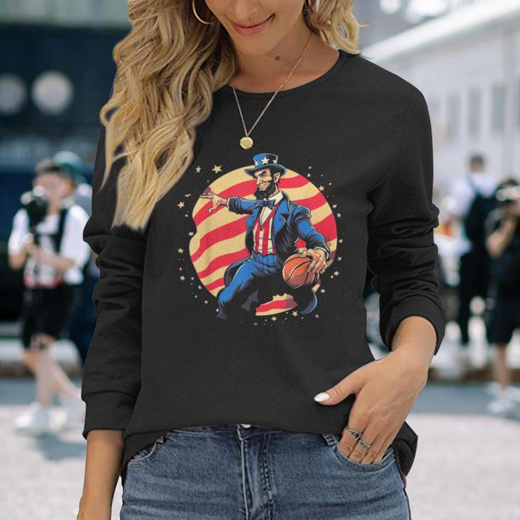 Abraham Lincoln Usa Fourth 4Th Of July Basketball Long Sleeve T-Shirt T-Shirt Gifts for Her