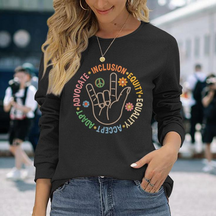 Accept Adapt Advocate Inclusion Equity Equality Long Sleeve Gifts for Her