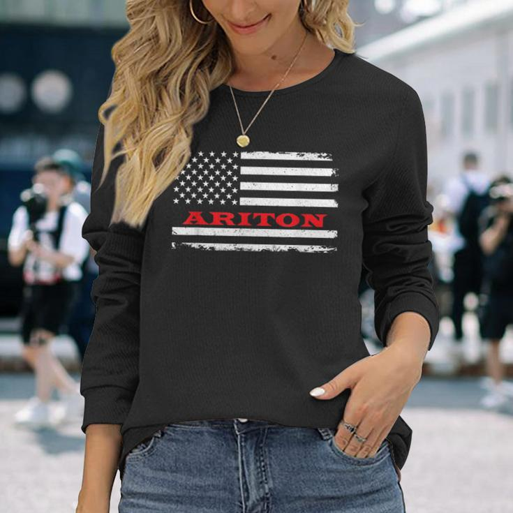 Alabama American Flag Ariton Usa Patriotic Souvenir Long Sleeve T-Shirt Gifts for Her