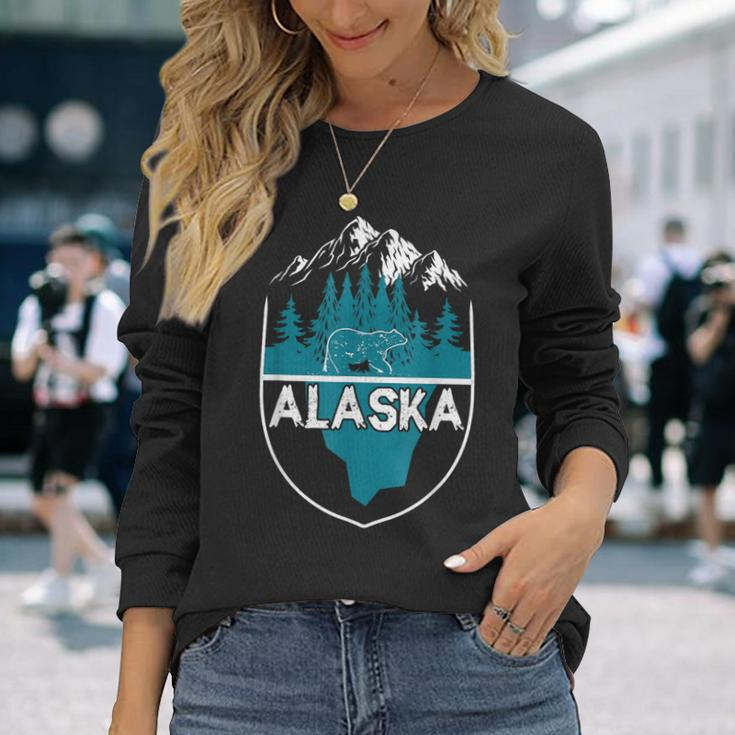 Alaska Bear Nature Alaskan Mountains Long Sleeve T-Shirt Gifts for Her