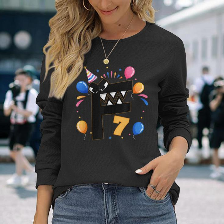 Alphabet Lore F 7 Years 7Th Birthday Boys Villain Letter Long Sleeve T-Shirt Gifts for Her