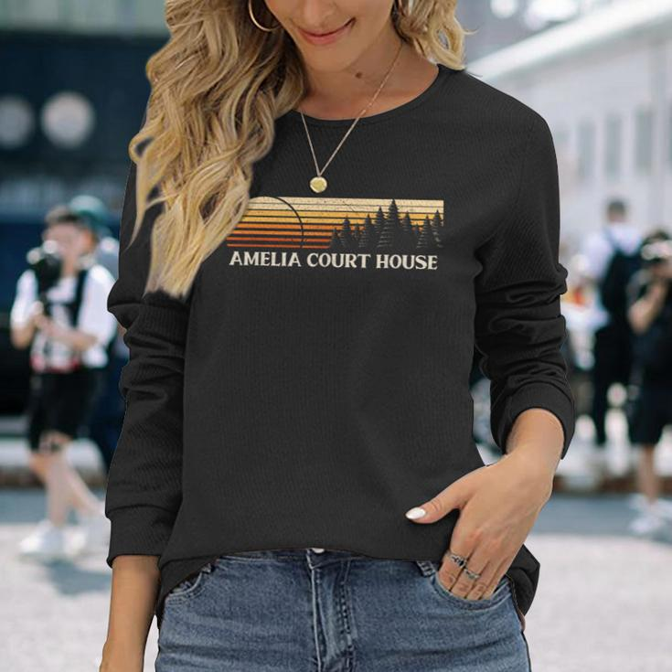 Amelia Court House Va Vintage Evergreen Sunset Eighties Long Sleeve T-Shirt Gifts for Her
