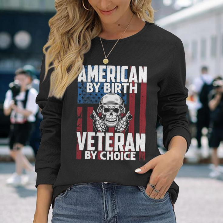 American By Birth Veteran By Choice 19 Long Sleeve T-Shirt Gifts for Her