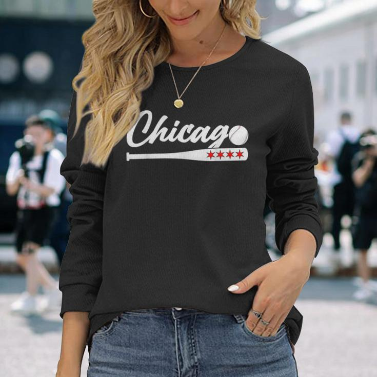 American Chicago Baseball Bat Chicago Lover Baseball Long Sleeve T-Shirt T-Shirt Gifts for Her