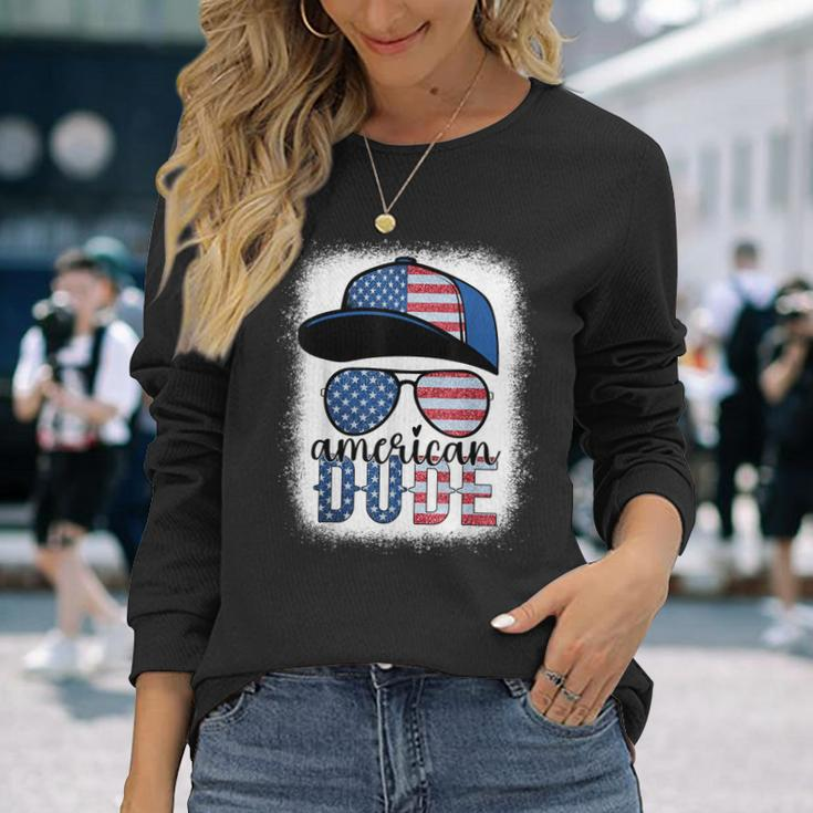 American Dude 4Th Of July Usa Flag Glasses American Long Sleeve T-Shirt T-Shirt Gifts for Her