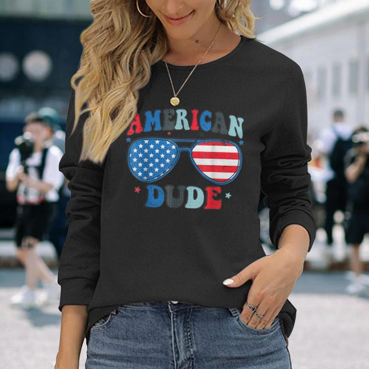 American Dude Sunglasses 4Th Of July Patriotic Boy Long Sleeve T-Shirt Gifts for Her