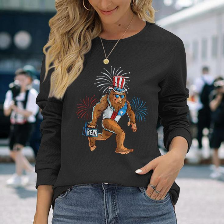 American Patriotic Bigfoot 4Th Of July Sasquatch Boy Long Sleeve T-Shirt T-Shirt Gifts for Her