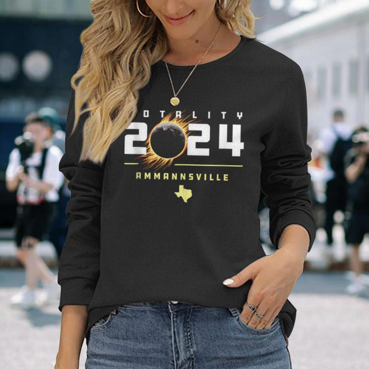 Ammannsville Texas 2024 Total Solar Eclipse Long Sleeve T-Shirt Gifts for Her
