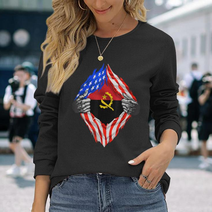 Angola Super Angola Flag Central Africa Angolan Roots Long Sleeve T-Shirt Gifts for Her
