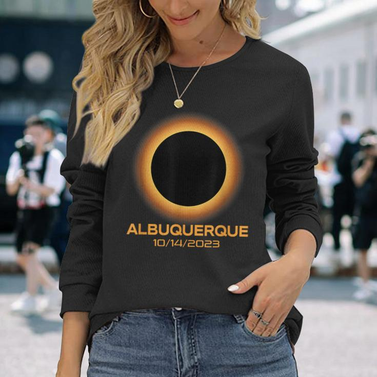 Annular Solar Eclipse 2023 Albuquerque New Mexico Astronomy Long Sleeve T-Shirt Gifts for Her