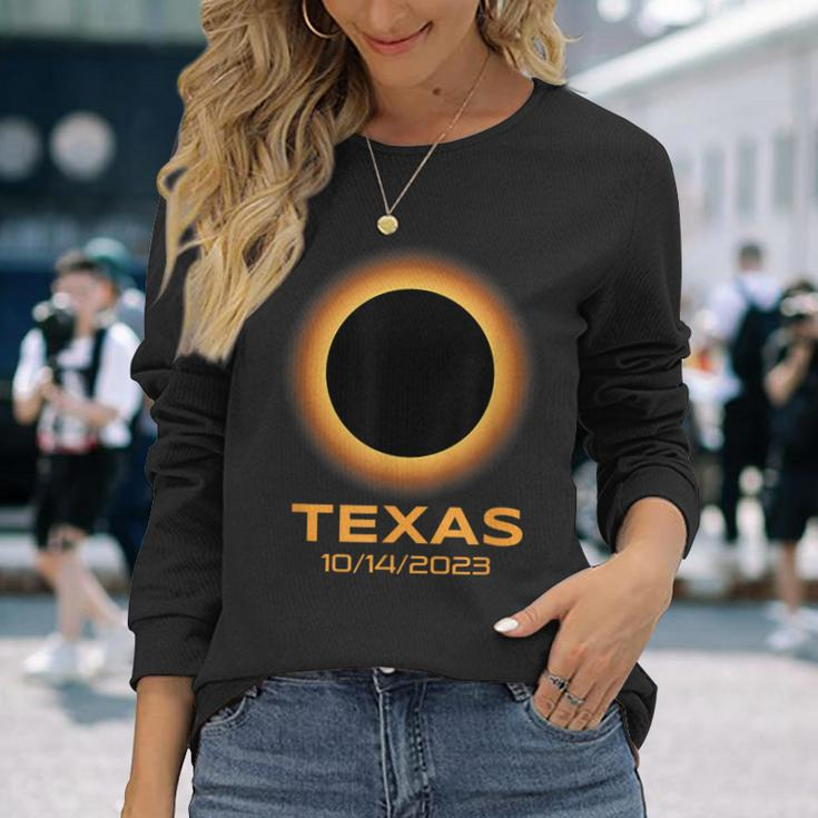 Annular Solar Eclipse October 2023 Texas Astronomy Long Sleeve T-Shirt Gifts for Her