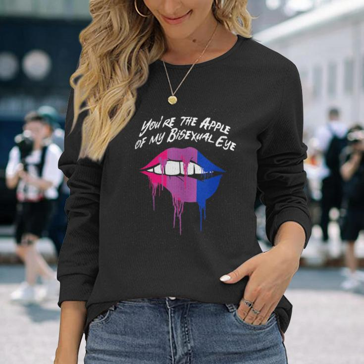 The Apple Of My Bisexual Eye Bi Couples Bi Pride Lovers Long Sleeve T-Shirt T-Shirt Gifts for Her