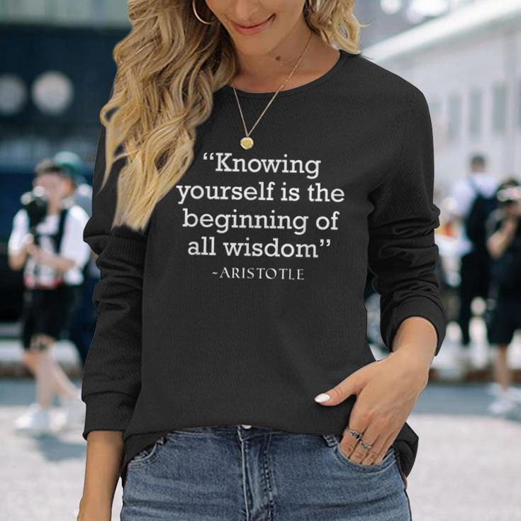 Aristotle Wisdom & Introspection Philosophy Quote Long Sleeve T-Shirt Gifts for Her