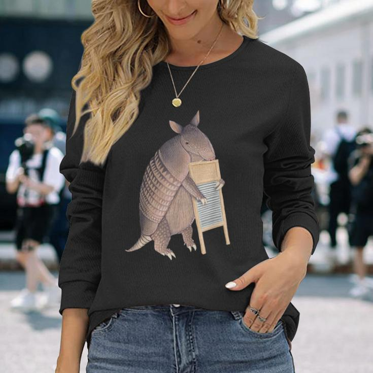 Armadillo Playing The Washboard Long Sleeve T-Shirt Gifts for Her