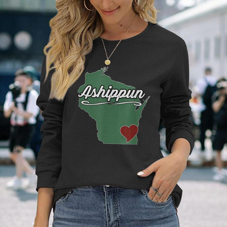 Ashippun Wisconsin Wi Usa City State Souvenir Long Sleeve T-Shirt Gifts for Her