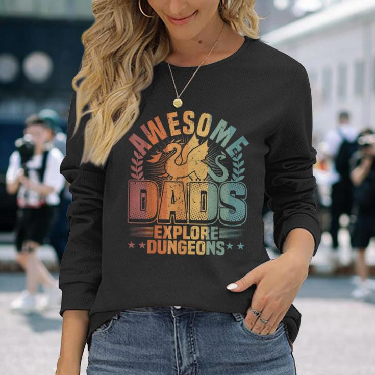 Awesome Dads Explore Dungeons Rpg Gaming & Board Game Dad Long Sleeve T-Shirt Gifts for Her