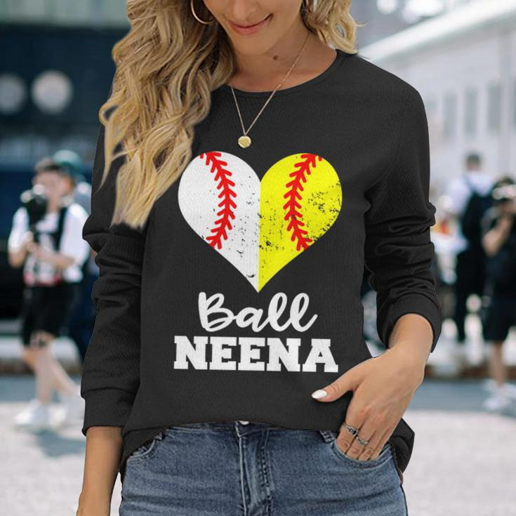 Ball Neena Heart Baseball Softball Neena Long Sleeve T-Shirt Gifts for Her