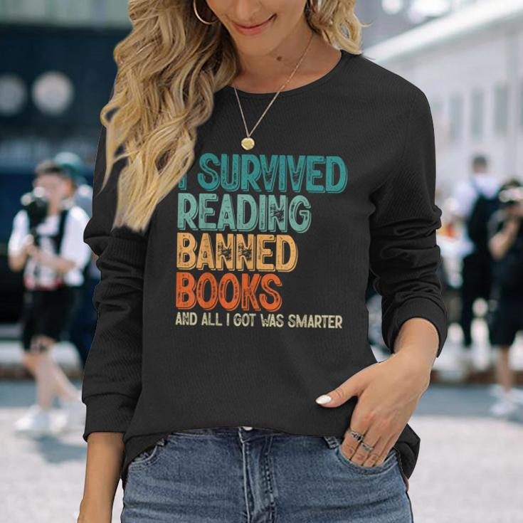 Im With The Banned I Survived Reading Banned Books Long Sleeve T-Shirt Gifts for Her
