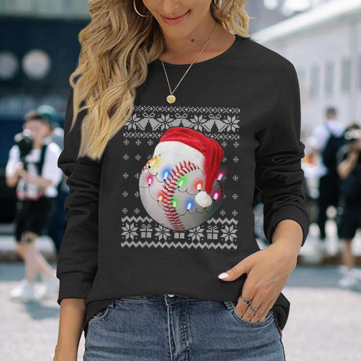 Baseball Christmas Ugly Christmas Sweater Long Sleeve T-Shirt Gifts for Her