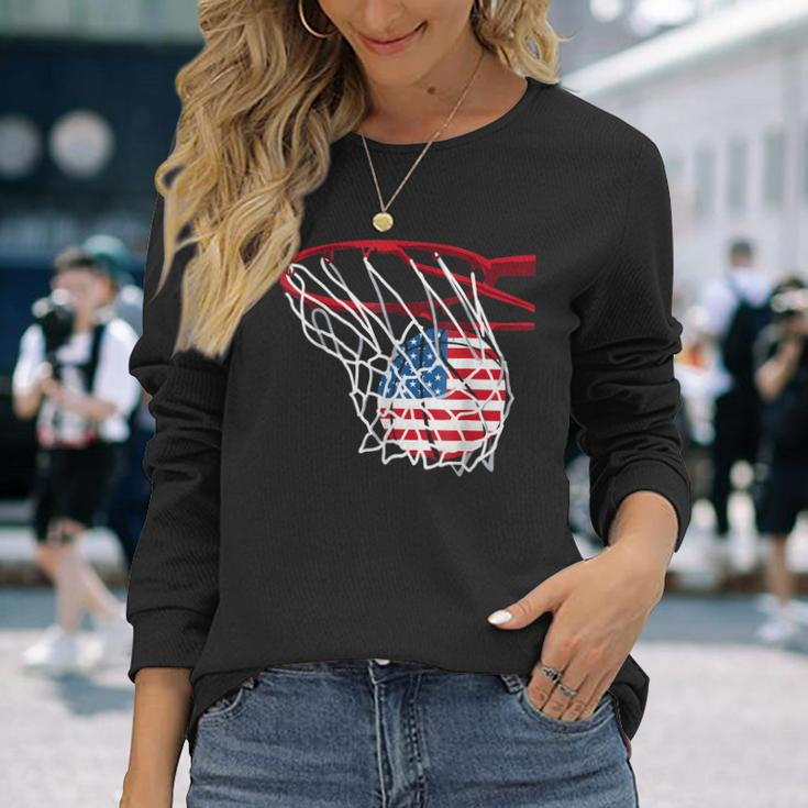 Basketball 4Th Of July American Flag Patriotic Boys Usa Long Sleeve T-Shirt T-Shirt Gifts for Her