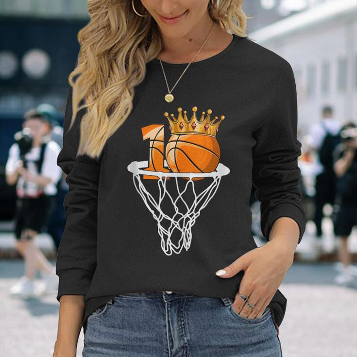 Basketball Happy 10Th Birthday Boy Bball 10 Years Old Basketball Long Sleeve T-Shirt T-Shirt Gifts for Her