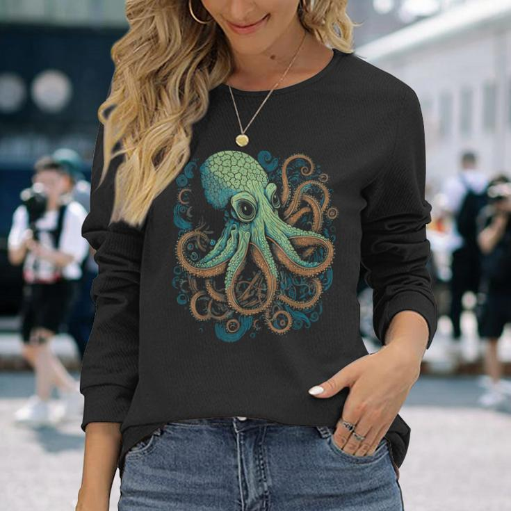 Beautiful Octopus Ocean Animal Lover Artistic Graphic Long Sleeve T-Shirt Gifts for Her