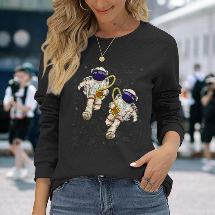 Beer Astronauts Beer Drinking Scientist Outer Space Science Long Sleeve T-Shirt Gifts for Her