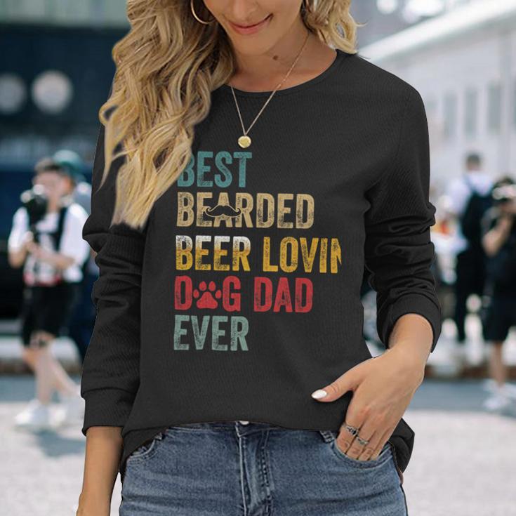 Beer Best Beards Beer Lovin Dog Dad Ever Father Papa Vintage Long Sleeve T-Shirt Gifts for Her