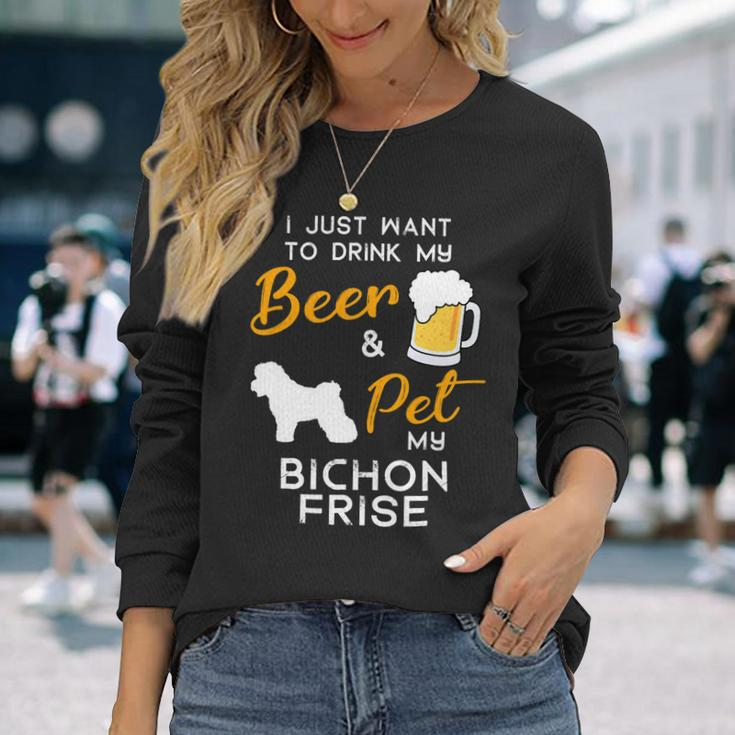 Beer Bichon Frise Dog Beer Lover Owner Christmas Birthday Long Sleeve T-Shirt Gifts for Her
