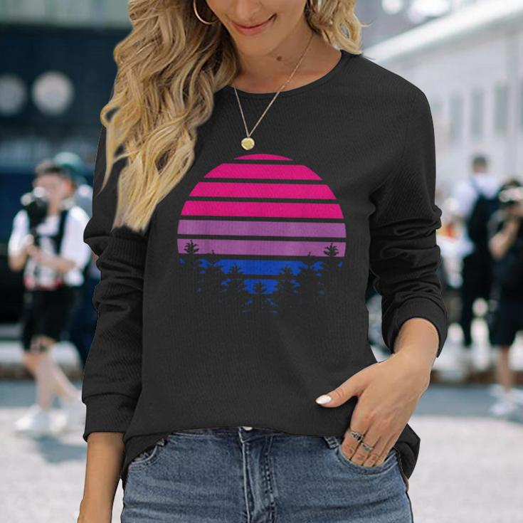 Bisexual Flag Retro Sunset Lgbt Bi Pride Long Sleeve T-Shirt T-Shirt Gifts for Her