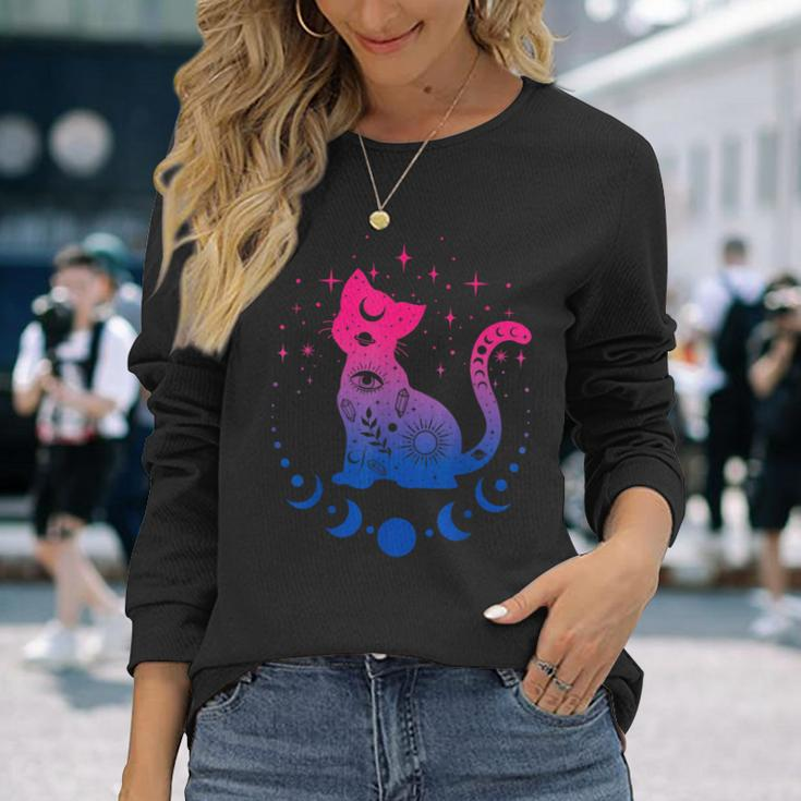 Bisexual Pride Flag Colors Astronomy Cat Long Sleeve T-Shirt T-Shirt Gifts for Her