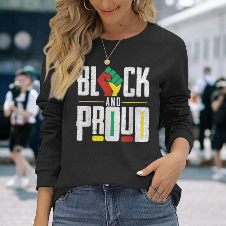 Black And Proud Raised Fist Junenth Afro American Freedom Long Sleeve T-Shirt T-Shirt Gifts for Her