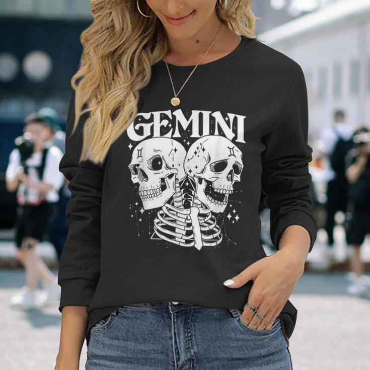 Blackcraft Zodiac Signs Gemini Skull Magical Witch Earth Long Sleeve T-Shirt T-Shirt Gifts for Her
