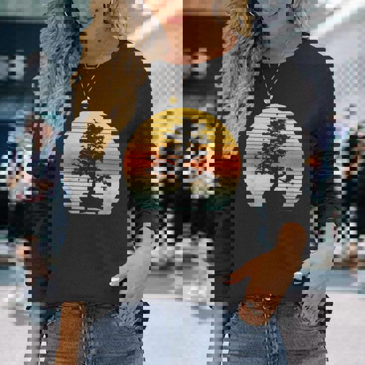 Bonsai Tree Vintage Japanese Bonsai Tree Sun Long Sleeve T-Shirt Gifts for Her