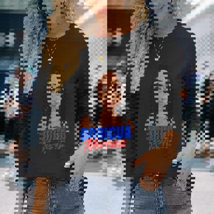 Boricua Morena V2 Long Sleeve T-Shirt Gifts for Her