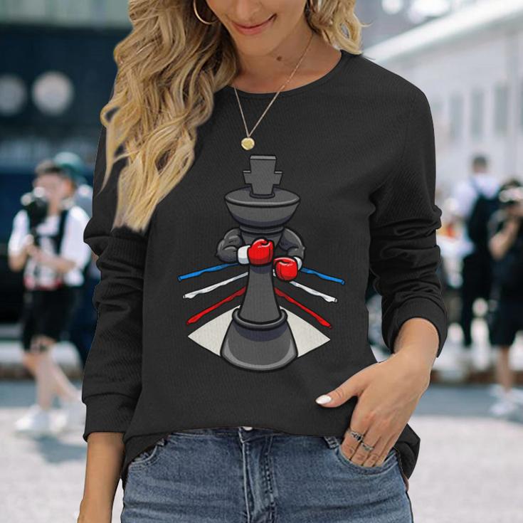 Boxing Chess Piece Boxer Boxing Gloves King Long Sleeve T-Shirt Gifts for Her