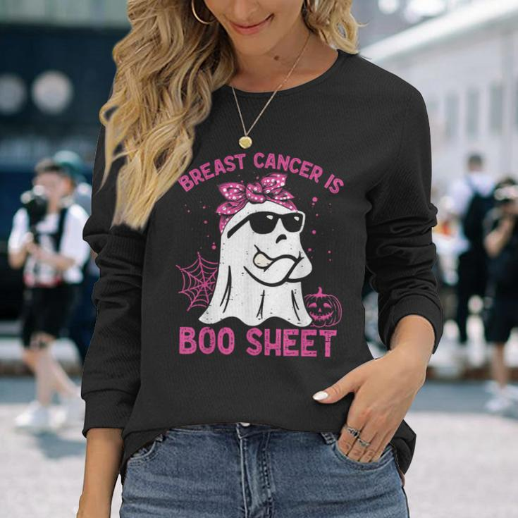 Breast Cancer Is Boo Sheet Breast Cancer Warrior Halloween Long Sleeve T-Shirt Gifts for Her