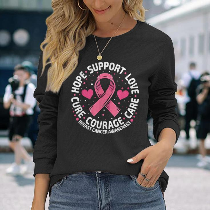 Breast Cancer Support Pink Ribbon Breast Cancer Awareness Long Sleeve Gifts for Her