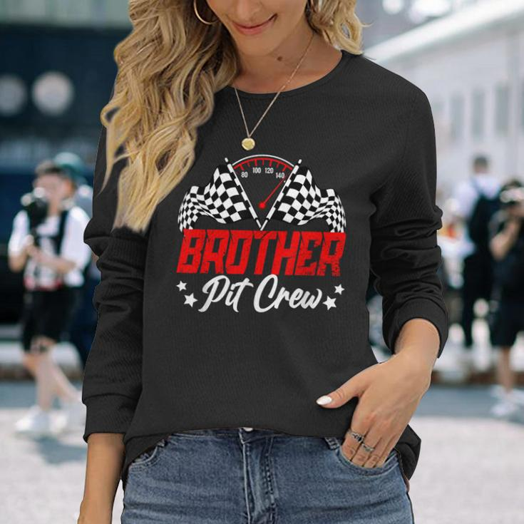 Brother Pit Crew Birthday Party Race Car Lover Racing Family Long Sleeve T-Shirt Gifts for Her