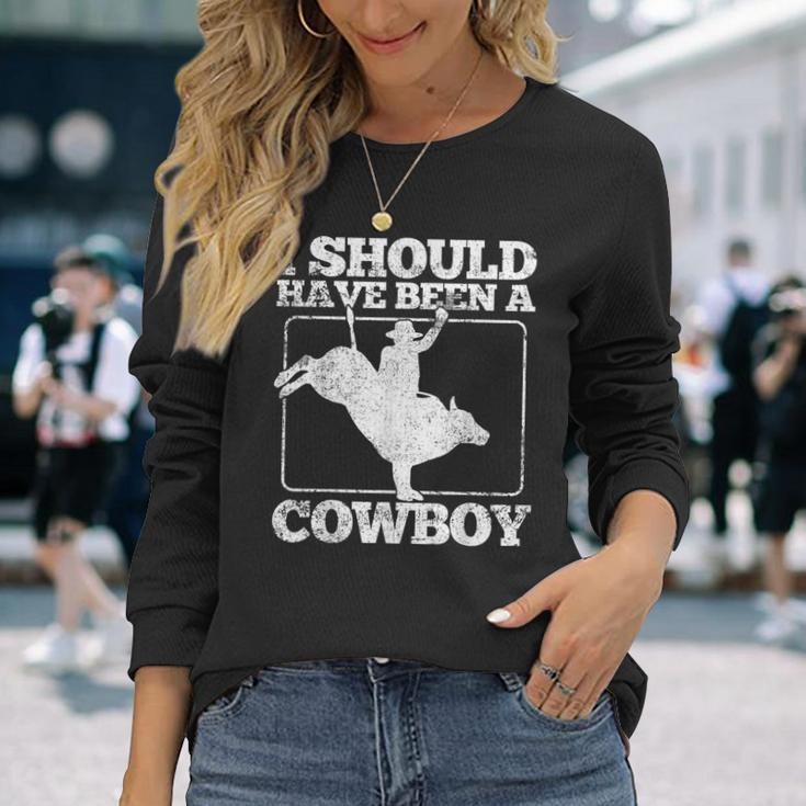 Bull Riding Cowboy Bull Rider Rodeo Long Sleeve T-Shirt Gifts for Her