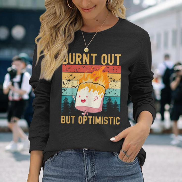 Burnt Out But Optimistic Cute Marshmallow Camping Vintage Long Sleeve T-Shirt T-Shirt Gifts for Her