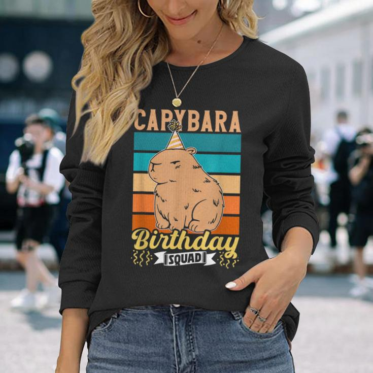 Capybara Birthday Squad Lover Capybaras Rodent Animal Long Sleeve T-Shirt Gifts for Her