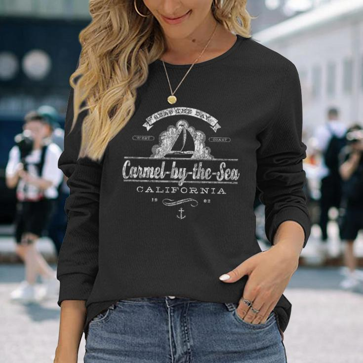 Carmel-By-The-Sea Ca Sailboat Vintage Nautical Long Sleeve T-Shirt Gifts for Her