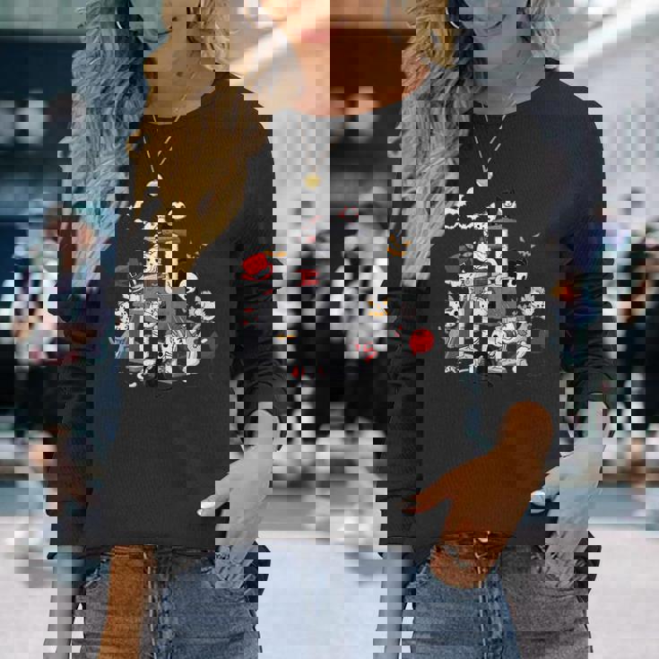 Cats In Horror Movie Costumes On Cat Condo Halloween Halloween Long Sleeve T-Shirt Gifts for Her