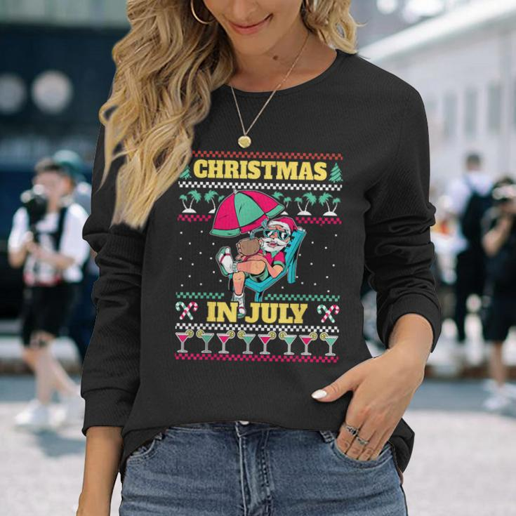Christmas In July Ugly Sweater Santa Summer Long Sleeve T-Shirt Gifts for Her