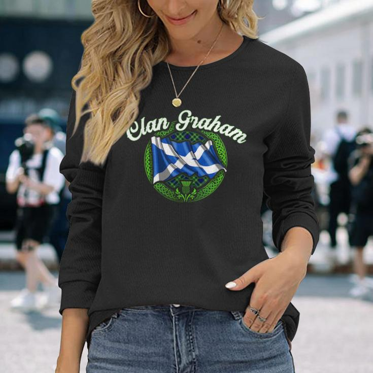 Clan Graham Tartan Scottish Last Name Scotland Flag Last Name Long Sleeve T-Shirt T-Shirt Gifts for Her