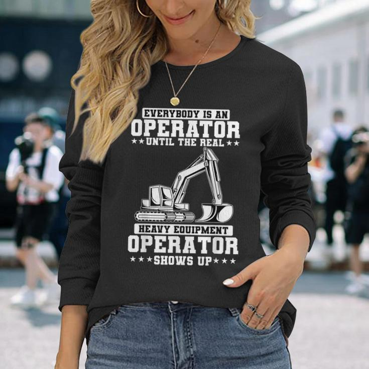 Construction Worker Excavator Heavy Equipment Operator Construction Long Sleeve T-Shirt Gifts for Her